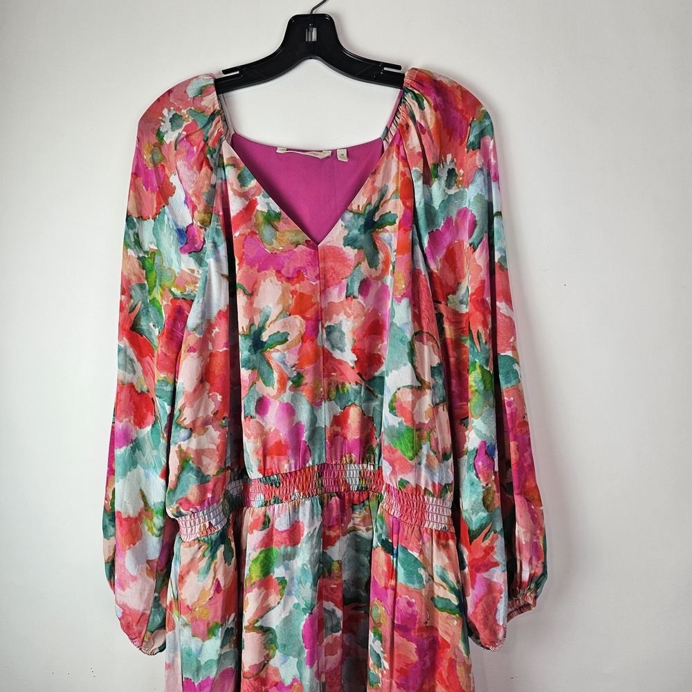 SOFT SURROUNDINGS Evalina Pink 1X Summer Floral Puff Sleeve Fairycore Maxi Dress - Picture 5 of 11